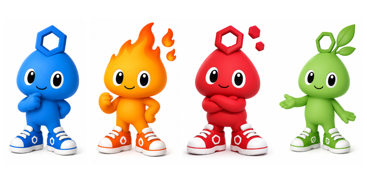 SOLE TYPE診断の4つのキャラクター:Think Sole・Blaze Sole・Guard Sole・Balance Sole